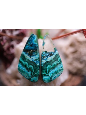 Aries 23.45CT 27.7X13.2MM Natural Pear Chrysacolla&malachite Pair