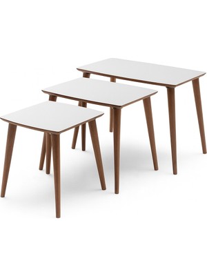 Senka Uno 3'lü Zigon Sehpa Ahşap Ayak %100 Mdf