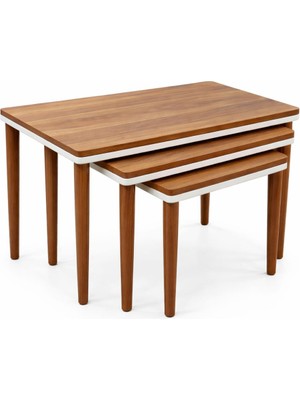 Senka Gofret 3'lü Kalın Zigon Sehpa Ahşap Ayak %100 Mdf