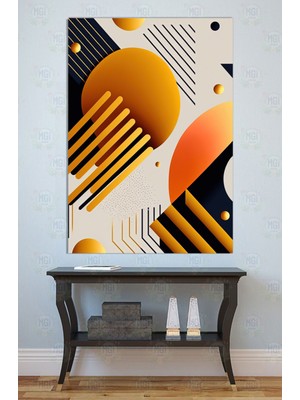 Mgi Design Modern Geometrik Kanvas Tablo Turuncu Siyah Minimalist Duvar Dekoru Salon Ofis Ev Dekorasyonu