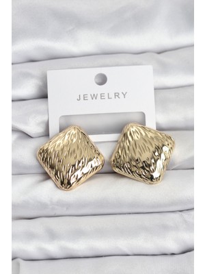 316L Çelik Gold Renk Kare Vintage Kadın Küpe - Lisinya