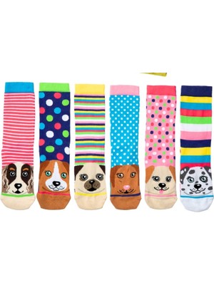 Heritage Nature Hn Socks Sevimli Köpek Desenli Unisex Renkli Çorap Seti 5'li Hediye Kutulu
