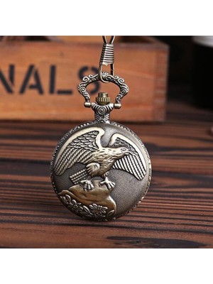 Keyfim Shop Kişiye Özel Retro Kartal Kabartmalı Quartz Köstekli Saat-1