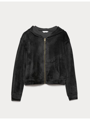 Marks & Spencer Kadife Kapüşonlu Hırka