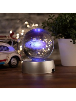 Keyfim Shop Dekoratif Renk Değiştiren Toz Bulutu Tasarımlı 3D Cam Küre