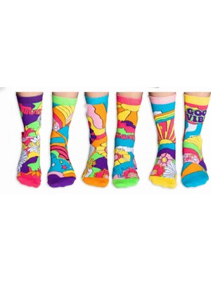 Hnsocks Renkli Çorap Mafyası Heritage Nature Groovy Hippie Renkli Desenli Unisex 5li Çorap Seti Hediye Kutulu