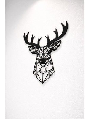 Printmagictr Özel Tasarım 3D Geometrik Geyik Duvar Tablosu