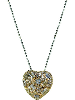 Sphere Jewelry Çelik Zirkon Taş Kalp Kolye