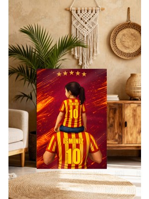 Mgi Design Sarı Kırmızı Kişiye Özel Baba Kız Taraftar Kanvas Tablo