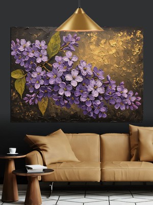 Mgi Design Mor Çiçekler Solmuş Yapraklar Dekoratif Kanvas - Mdf Ahşap Tablo