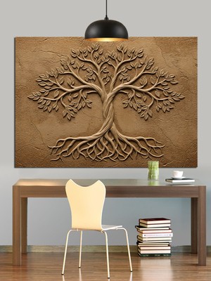 Mgi Design Kabartmalı Hayat Ağacı Tasarımı Dekoratif Kanvas - Mdf Ahşap Tablo