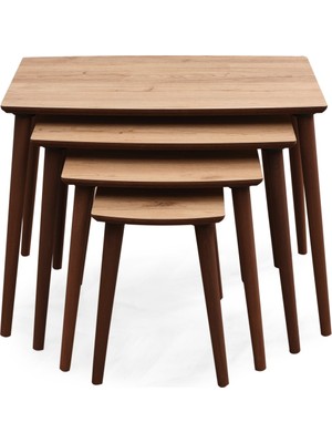 Senka Uno 4'lü Zigon Sehpa Ahşap Ayak %100 Mdf