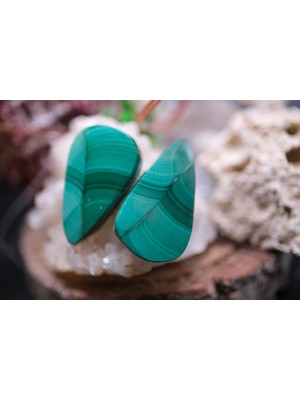 Aries 32.95CT 23.3X13.8MM Pear Natural Malachite Pair