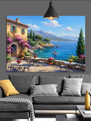 Mgi Design Ahşap Deniz Manzaralı Dekoratif Kanvas Tablo 100 x 140 cm Kolay Montajlı