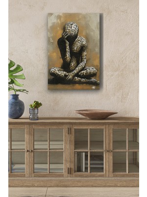 Mgi Design Puzzle Görünümlü Insan Bedeni Yağlı Boya Görünümlü Hd Dijital Baskı Dikey Kanvas Tablo 5353