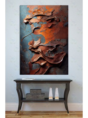 Mgi Design Endüstriyel Soyut Metal Kanvas Tablo Paslı Bakır Tonları Modern Duvar Dekoru Ofis Salon Dekorasyon