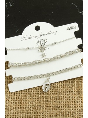 Linarx 3 Adet Kalp Anahtar Trend Zincir Bileklik