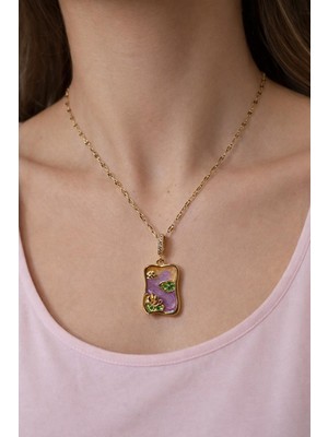 Vıntage Tablo Kolye Mineli Tasarım 316L Çelik