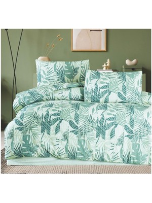 Meine Home Çift Kişilik Mint Yeşili Yaprak Desenli Nevresim Takımı