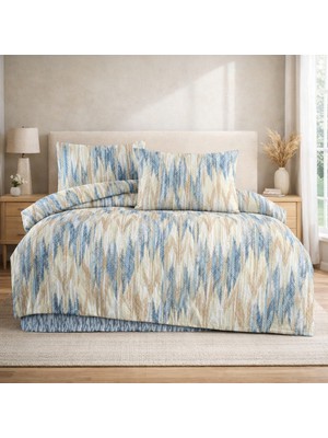 Meine Home Çift Kişilik Soyut Desenli Mavi Nevresim Takımı