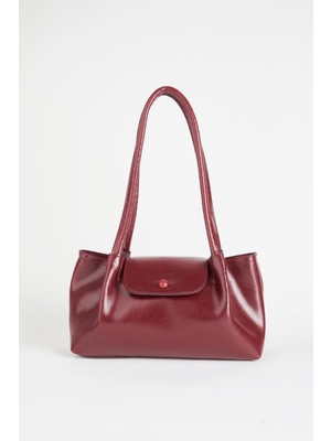 Vivaq Kadın Saray Bordo 3 Bölmeli Astarlı Çıt Çıt Kapama Suni Deri El Kol ve Omuz Çantası