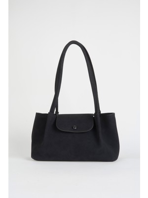 Vivaq Kadın Saray Siyah Süet 3 Bölmeli El Kol ve Omuz Çantası Suni Deri Günlük Kullanım İçin Uygun