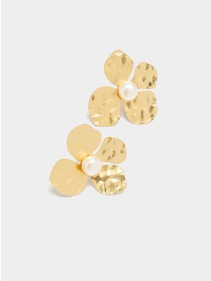 Parfois Inci Detaylı Çiçek Motifli Küpe