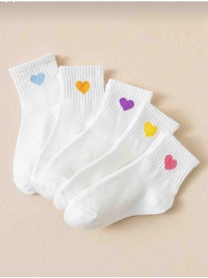 Leovia 5 Li Kalp Desenli Patik Bilek Çorabı