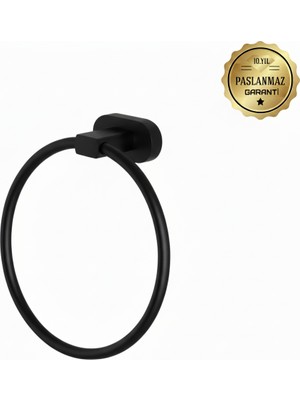 Premium Pirinç Doruk Yuvarlak Havluluk Mat Siyah