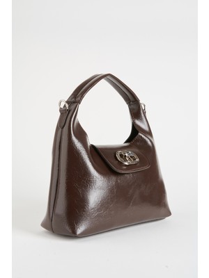 Vivaq Kadın Acı Kahvesuni Deri Çevirme Kilit Kapama El Kol ve Omuz Çantası