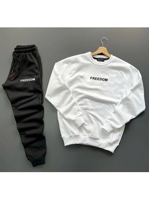 Trove Bisiklet Yaka Freedom Baskılı Tam Kışlık Oversize Dış Mekan Erkek Eşofman Takımı