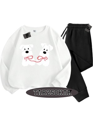 Beyaz Kapşonlu Film Köpek Detaylı Ikili Takım
