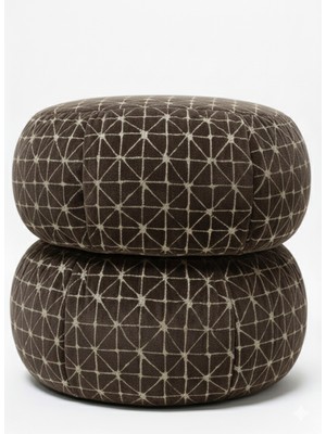 Kitu, Gold Desenli Kadife Puf / Yan Sehpa