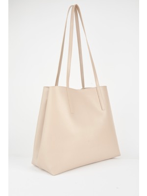 Vivaq Kadın Aster Vizon Suni Deri Kenar Çıt Çıt Katlamalı ve Kapamalı El Kol ve Omuz Çantası