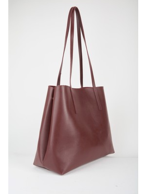 Vivaq Kadın Aster Bordo Suni Deri Kenar Çıt Çıt Katlamalı ve Kapamalı El Kol ve Omuz Çantası