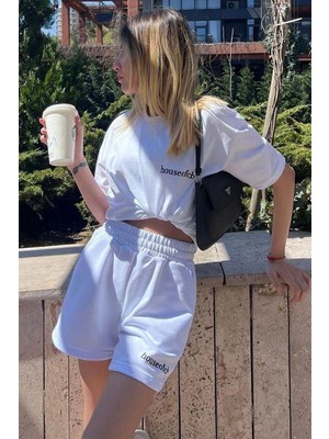 Adrift Madmext Mad Girls Beyaz Kadın Şort Takım MG1410 MG1410
