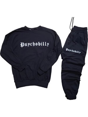 Adrift Unisex Kapüşonlu Siyah Sweatshirt ve Siyah Eşofman Altı 2'li Set Alt Üst Takım Ac