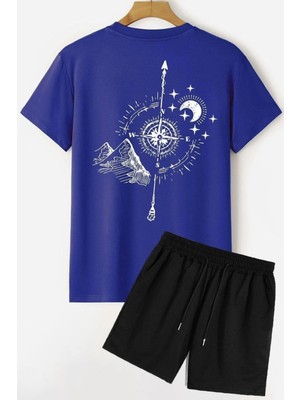 Adrift Unisex Pusula Şort T-Shirt Eşofman Takımı Tsh-Pusula-Shrt-Düz