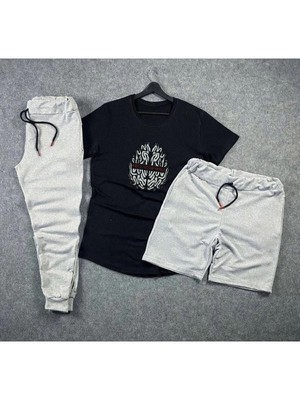 Adrift Free Your Mind Beyin Baskılı Unisex Yazlık Şort - Normal Kalıp Tişört - Eşofman Altı