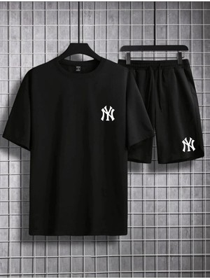 Adrift Ny Ci?ty Baskılı Unisex Oversize T-Shirt ve Yazlık Şort Alt Üst Takım 2'li TYC00855021670