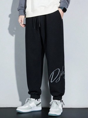 Adrift Letter Graphic Drawstring Waist Pants