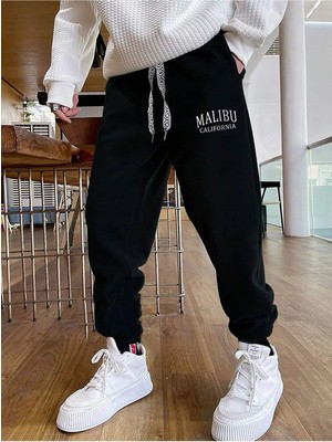 Adrift Sporsity Letter Graphic Drawstring Waist Eşofman Altı