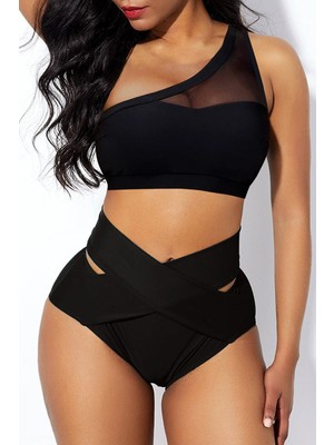 Intive Lingerie Kadın Siyah Yüksel Bel Tül Detaylı Sütyen Külot Takımı