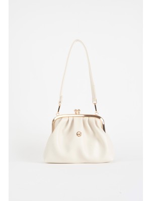 Vivaq Kadın Krem Papatya Orta Boy Çift Askılı Astarlı Burs Kapama El Kol ve Omuz Çantası