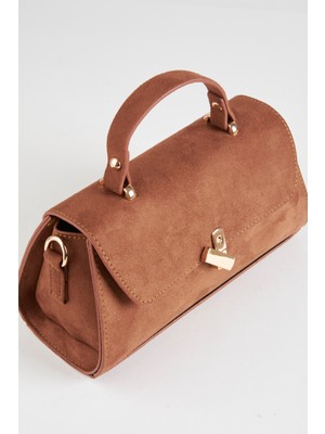 Vivaq Kadın Taba Frezya Süet Tasarım Çıt Çıt Kapama El Kol ve Omuz Çantası