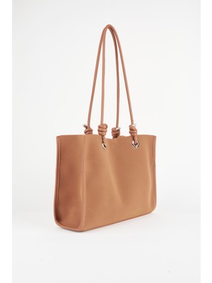 Vivaq Kadın Taba Buket 3 Bölmeli Süet Orta Boy Astarlı Çıt Çıt Kapama El ve Kol Çantası