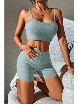 Intive Lingerie Kadın Açık Mavi Şortlu Kaşkorse Gecelik Takım