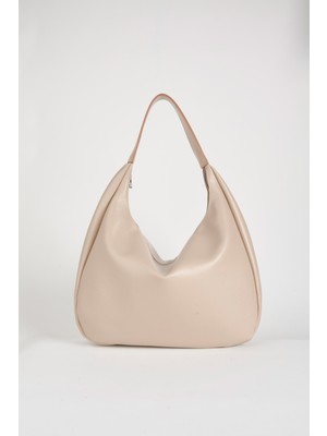 Vivaq Kadın Armut Vizon Astarlı Suni Deri Fermuar Kapama El Kol ve Omuz Çantası