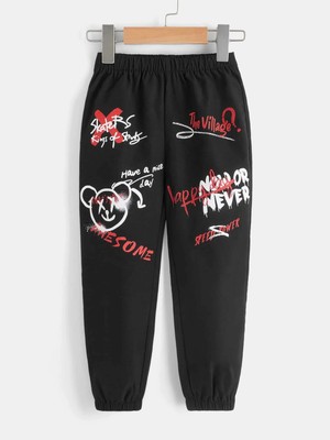 Adrift Toddler Boys Bear & Letter Graphic Elastic Waist Pants