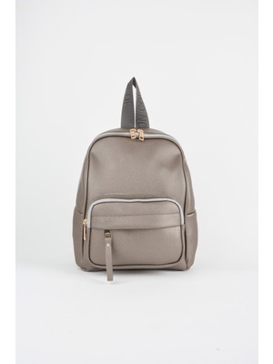 Vivaq Kadın Koala Gri 3 Gözlü Yumuşak Suni Deri Fermuar Kapama Seyahat & Günlük Sırt Çantası